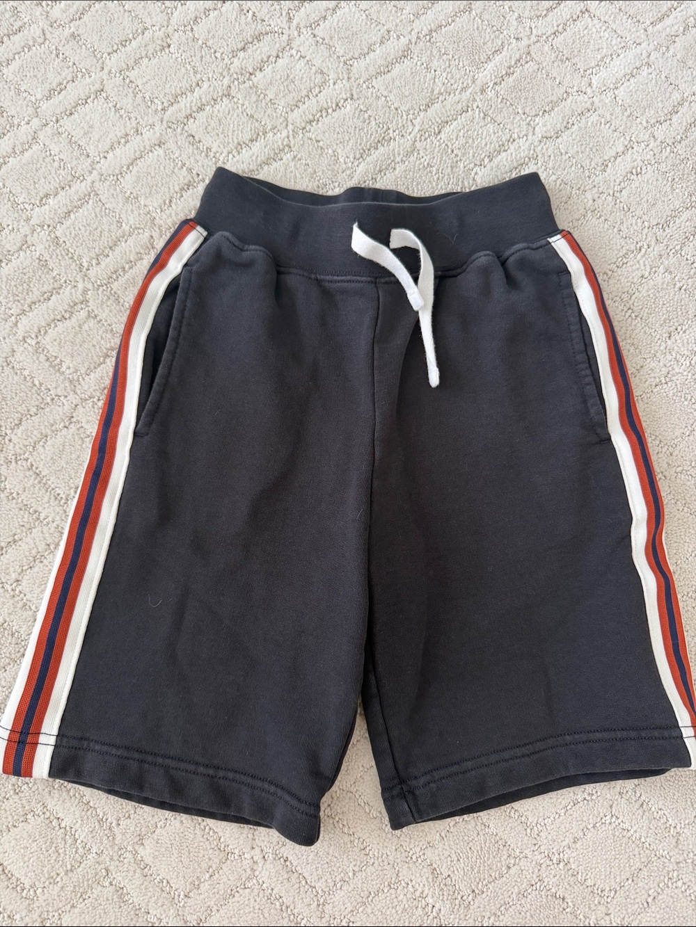 Hanna Andersson Black Kids Shorts with Red & White Side Stripes